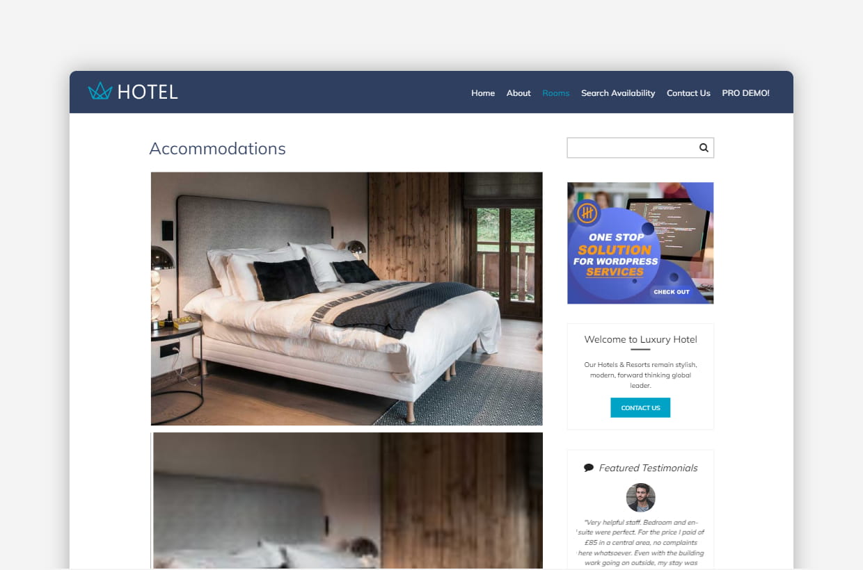 Free Hotel Booking WordPress Template