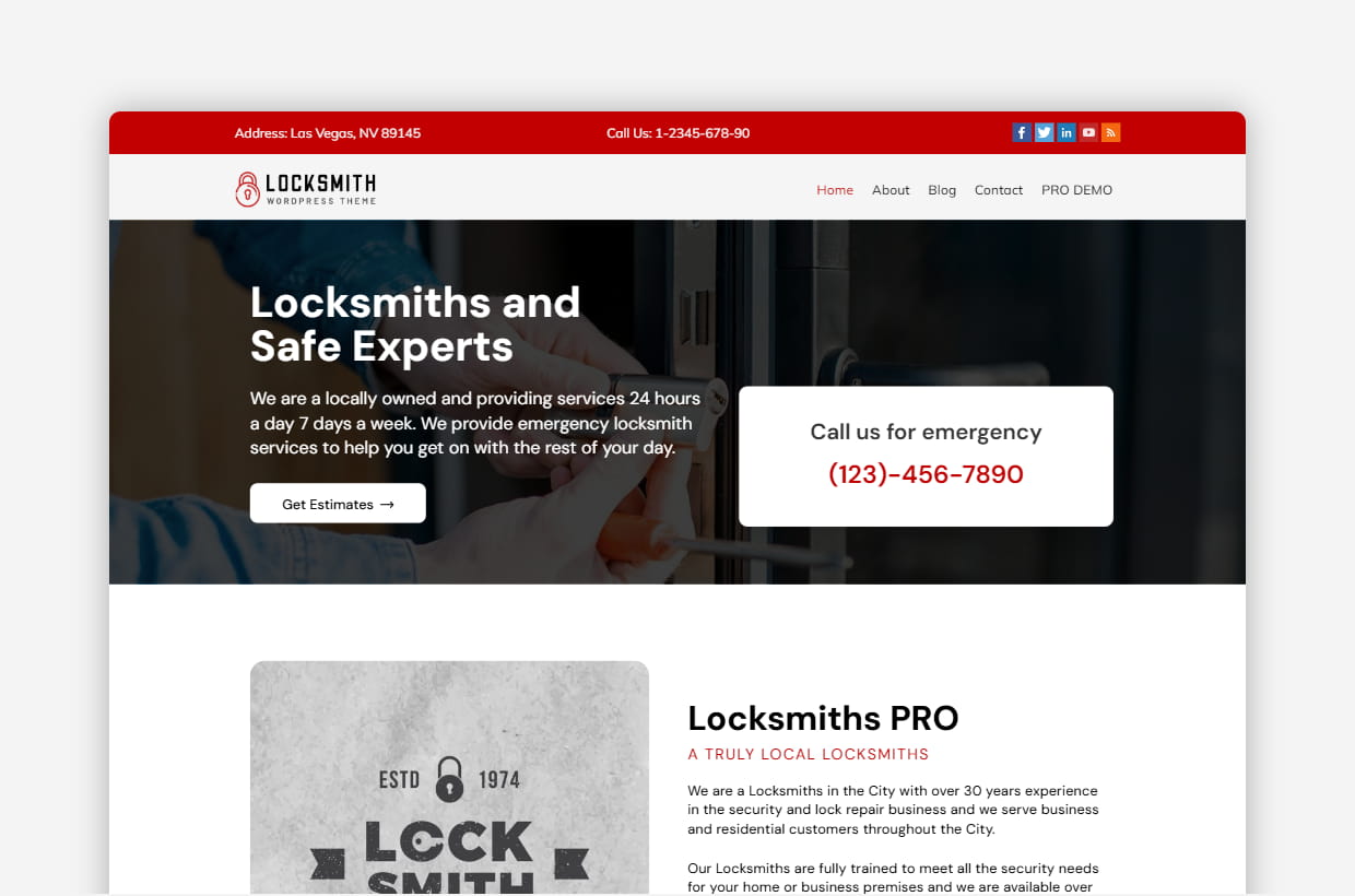 Free Locksmith WordPress Theme – Locksmith