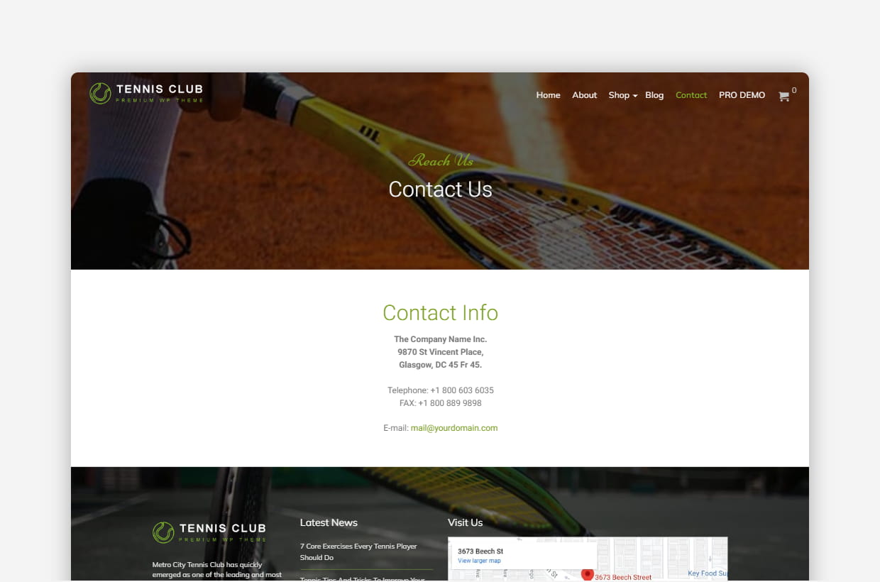 Free Tennis Store WordPress Theme
