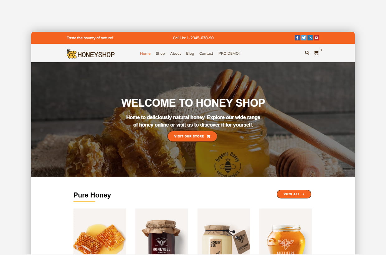 Free Honey Shop WordPress Theme – HoneyShop Lite