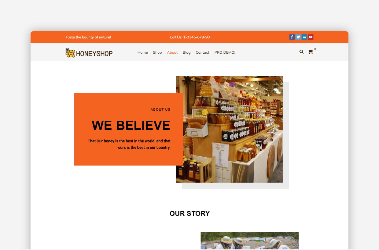 Free Honey Shop WordPress Template