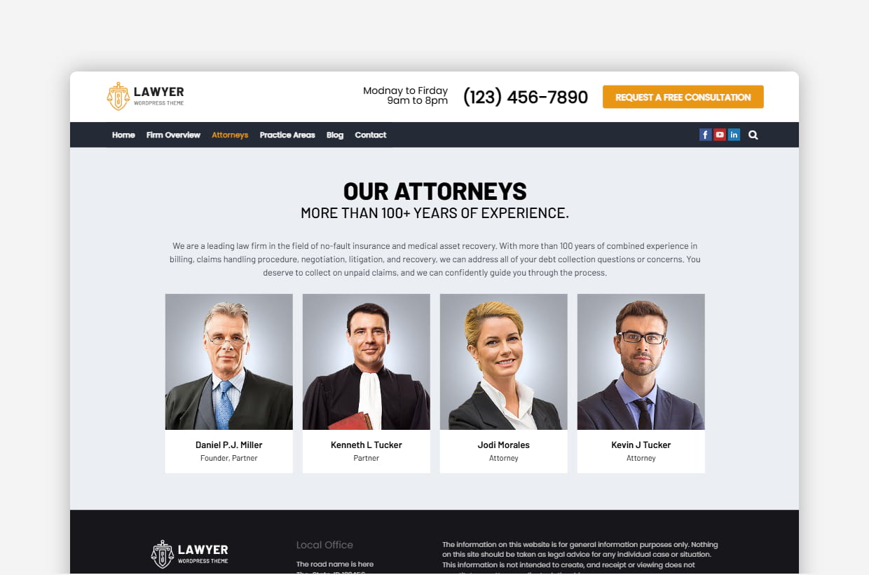Free Law Firm WordPress Template