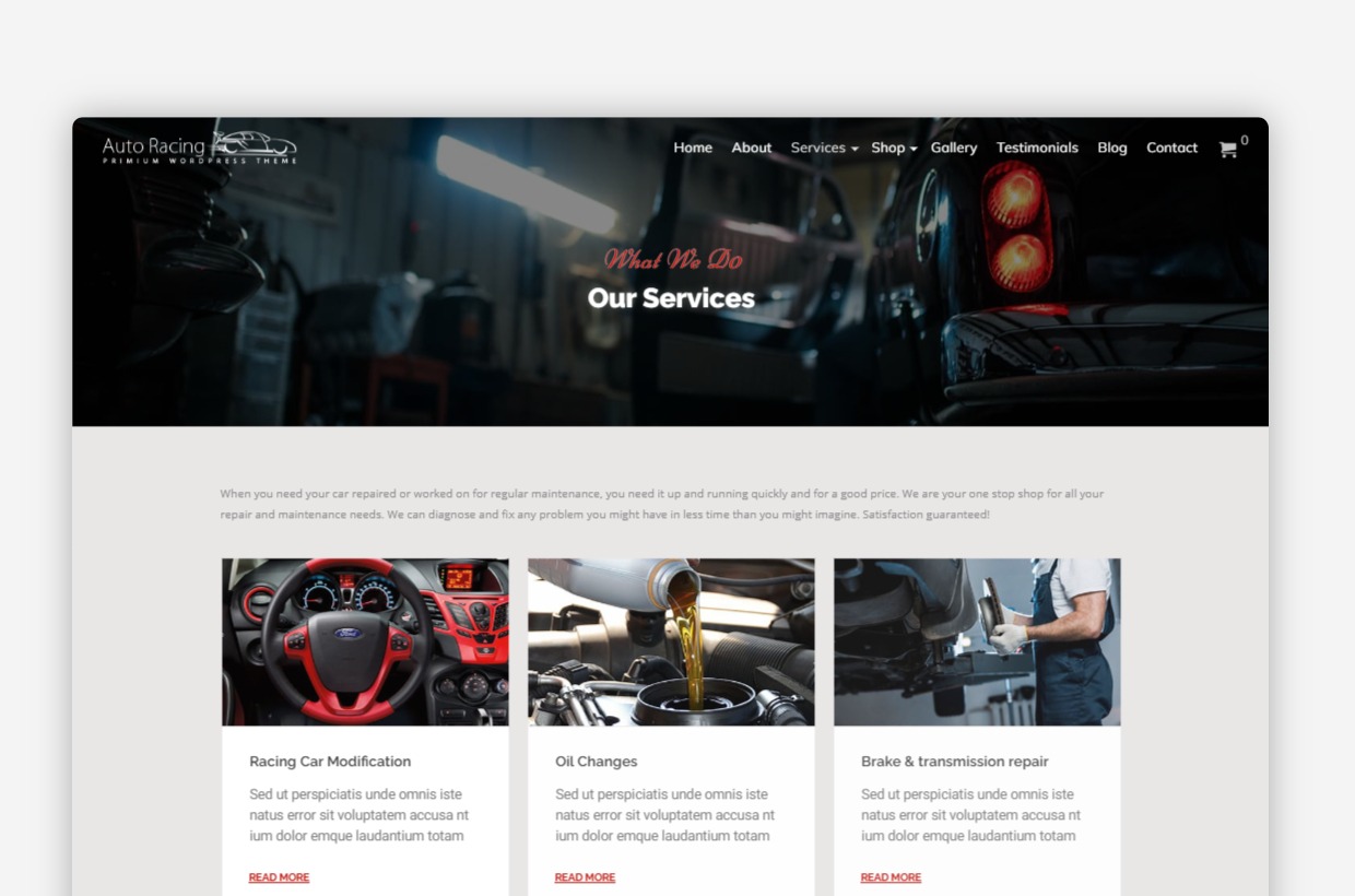 Auto Racing WordPress Template