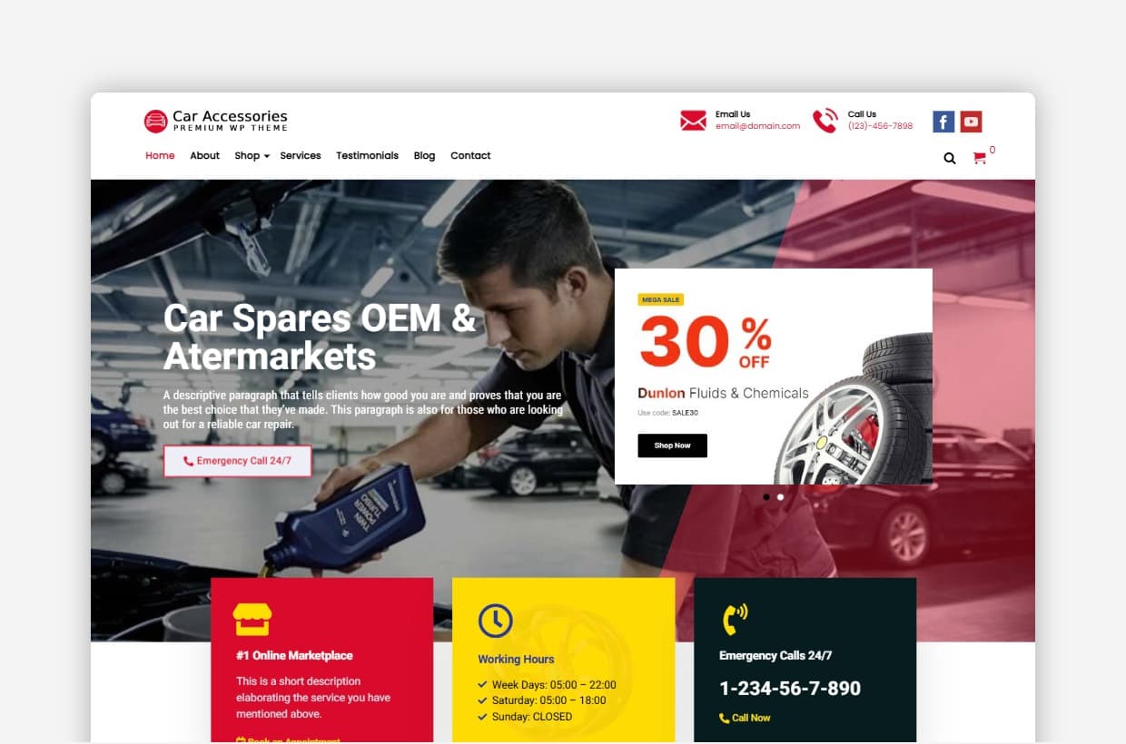 Car Accessories WooCommerce WordPress Theme – Vehicles Parts Equipments Template