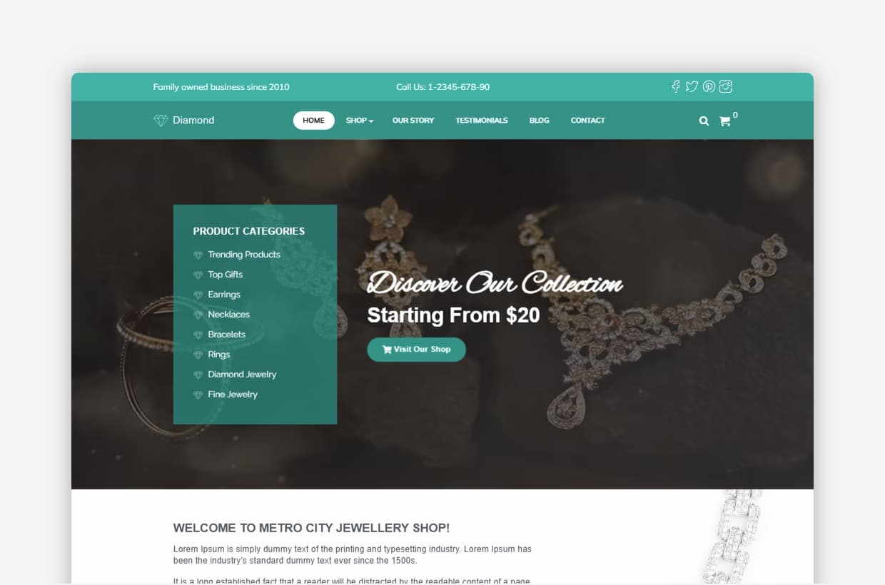 Diamond Jewellery eCommerce WordPress Theme