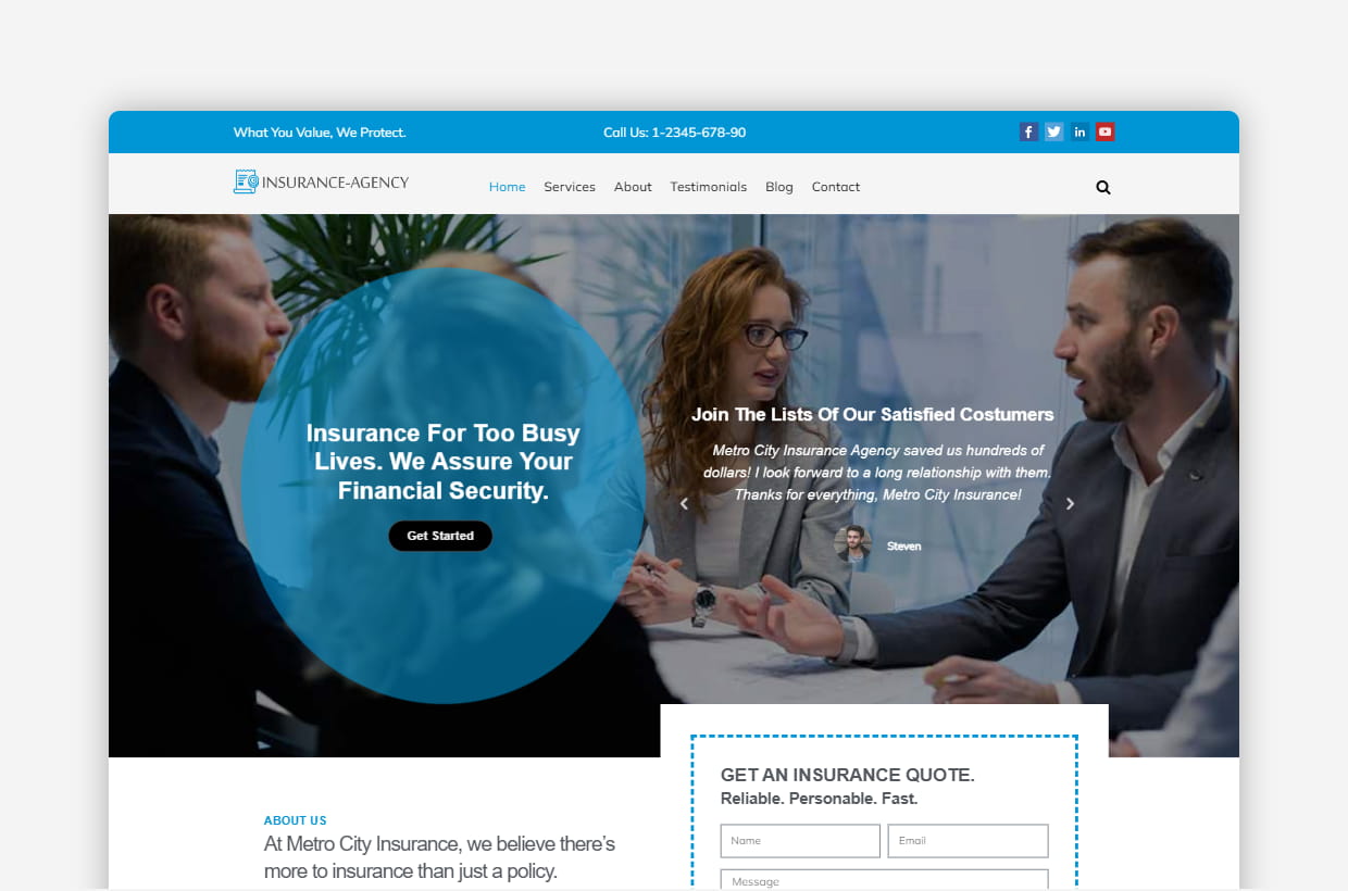 Insurance Agency WordPress Theme - Insurance Now Pro