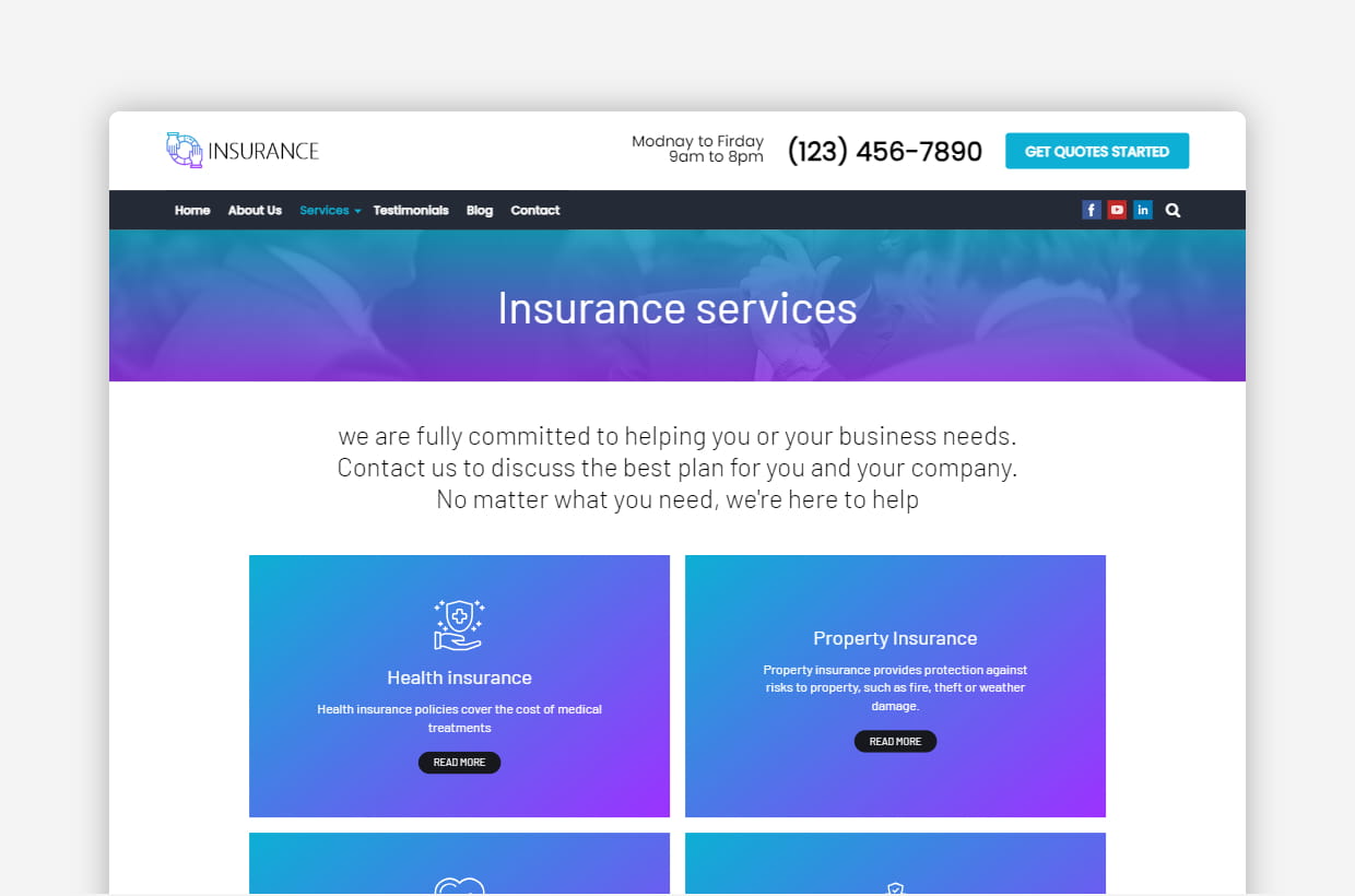 premium Insurance wordpress template
