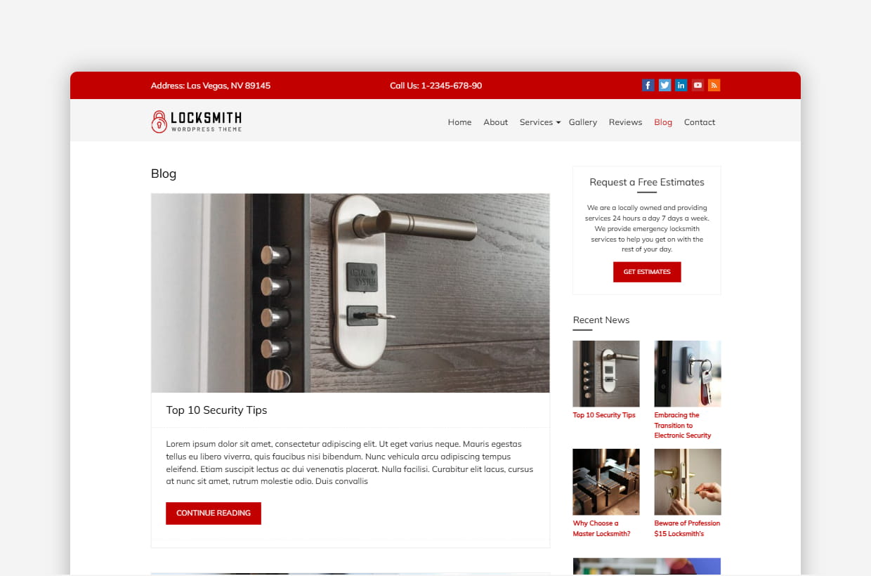 Premium locksmiths wp theme