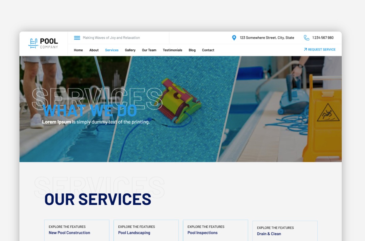 Pool Company WordPress Template