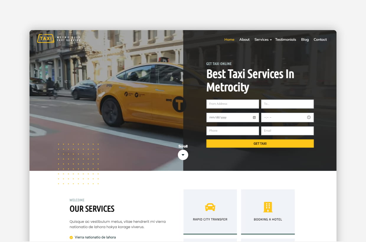 Online Taxi Service WordPress Theme - Taxi Pro