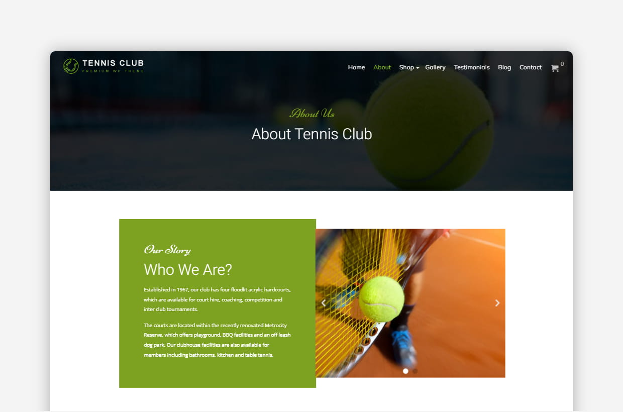 premium tennis club wp theme