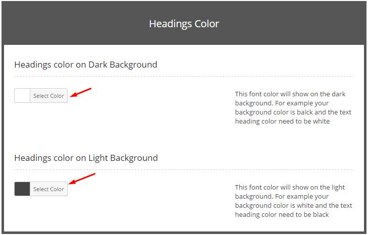 Color Options of our WordPress Theme